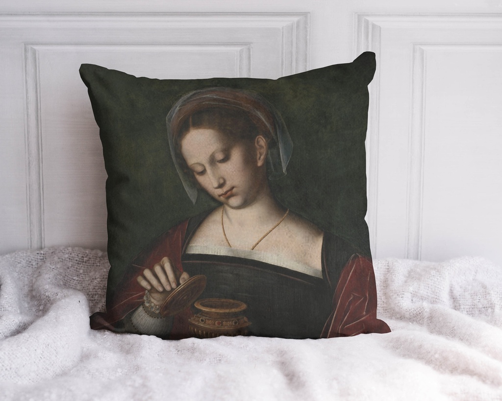 "Mary Magdalene" by Ambrosius Benson 40cm x 40cm Faux Leather Cushion Cover