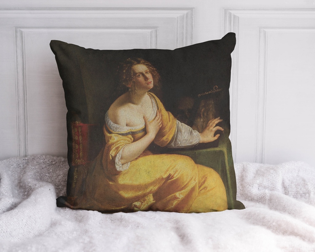 "Mary Magdalene" by Artemisia Gentileschi 40cm x 40cm Faux Leather Cushion Cover