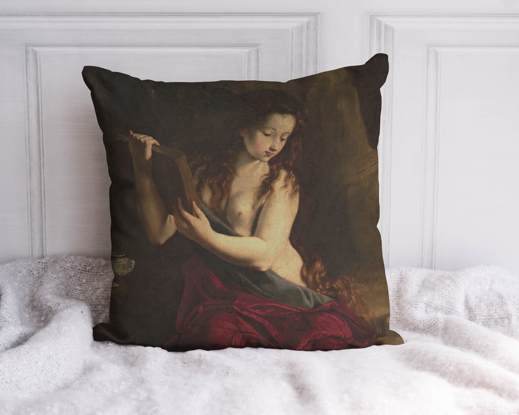 "Mary Magdalene" by Ginebra 40cm x 40cm Faux Leather Cushion Cover