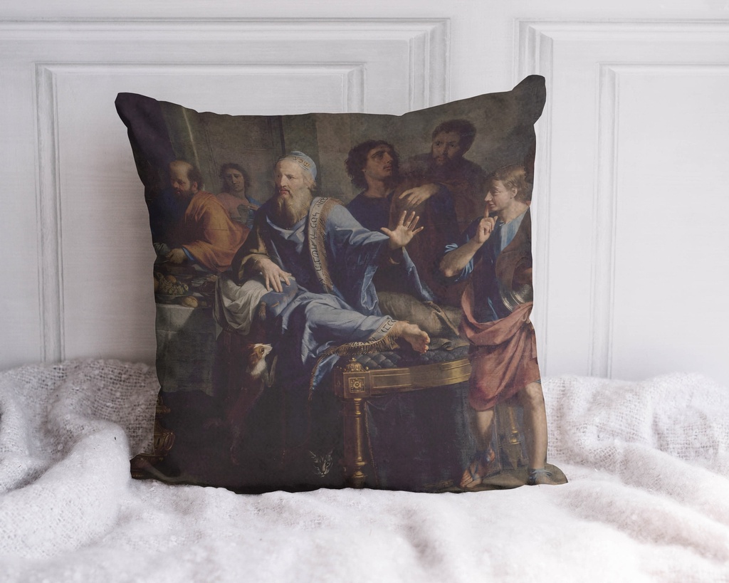 "Mary Magdalene, The Meal at Simon's (Right)" by Philippe de Champaign 40cm x 40cm Faux Leather Cushion Cover