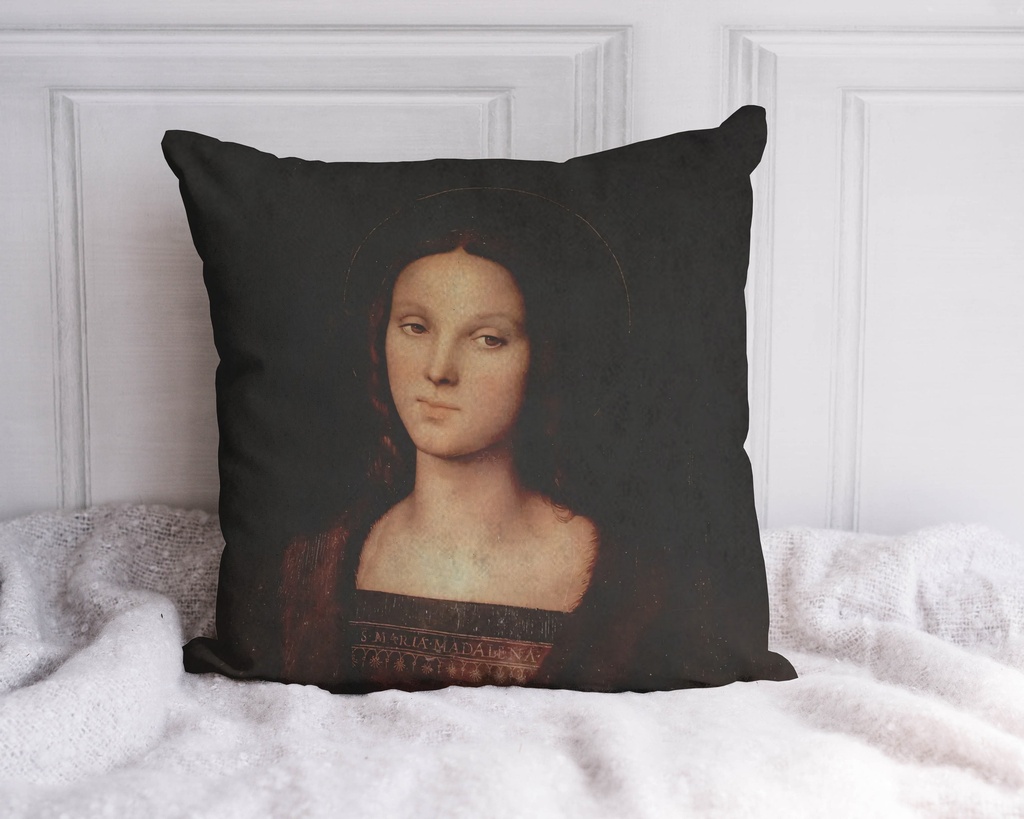 "Mary Magdalene" by Pietro Perugino 40cm x 40cm Faux Leather Cushion Cover