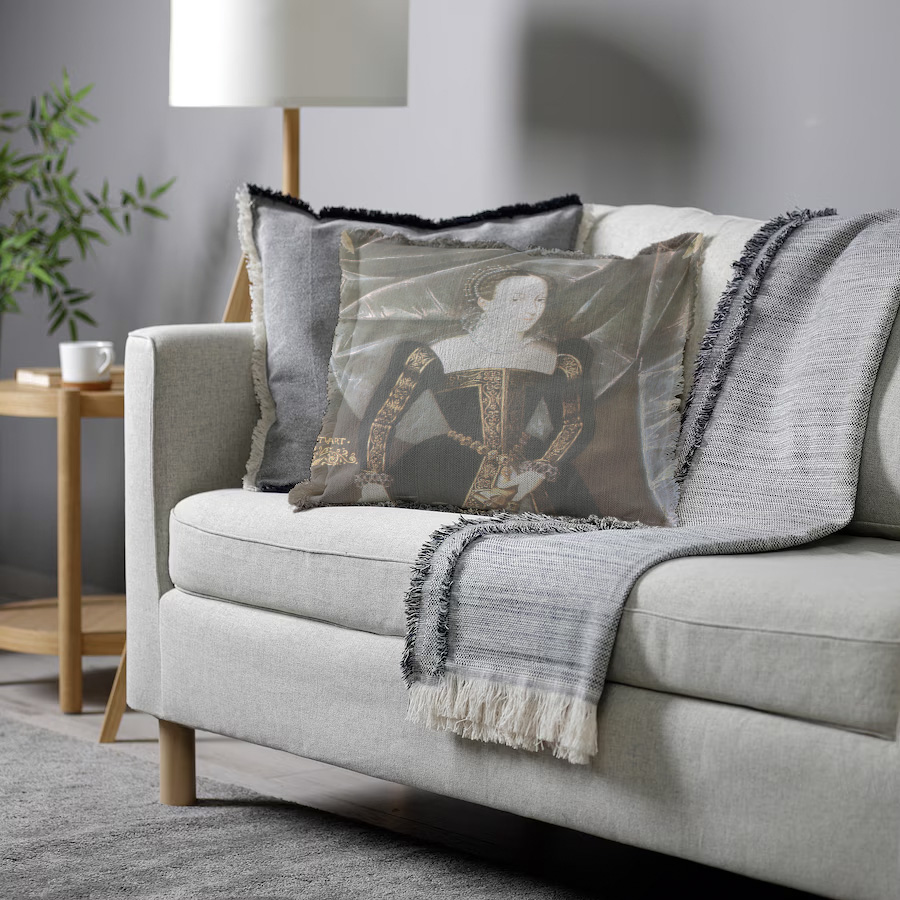 "Elizabeth of York" 50cm x 50cm Fringed Cotton/Poly Cushion Cover