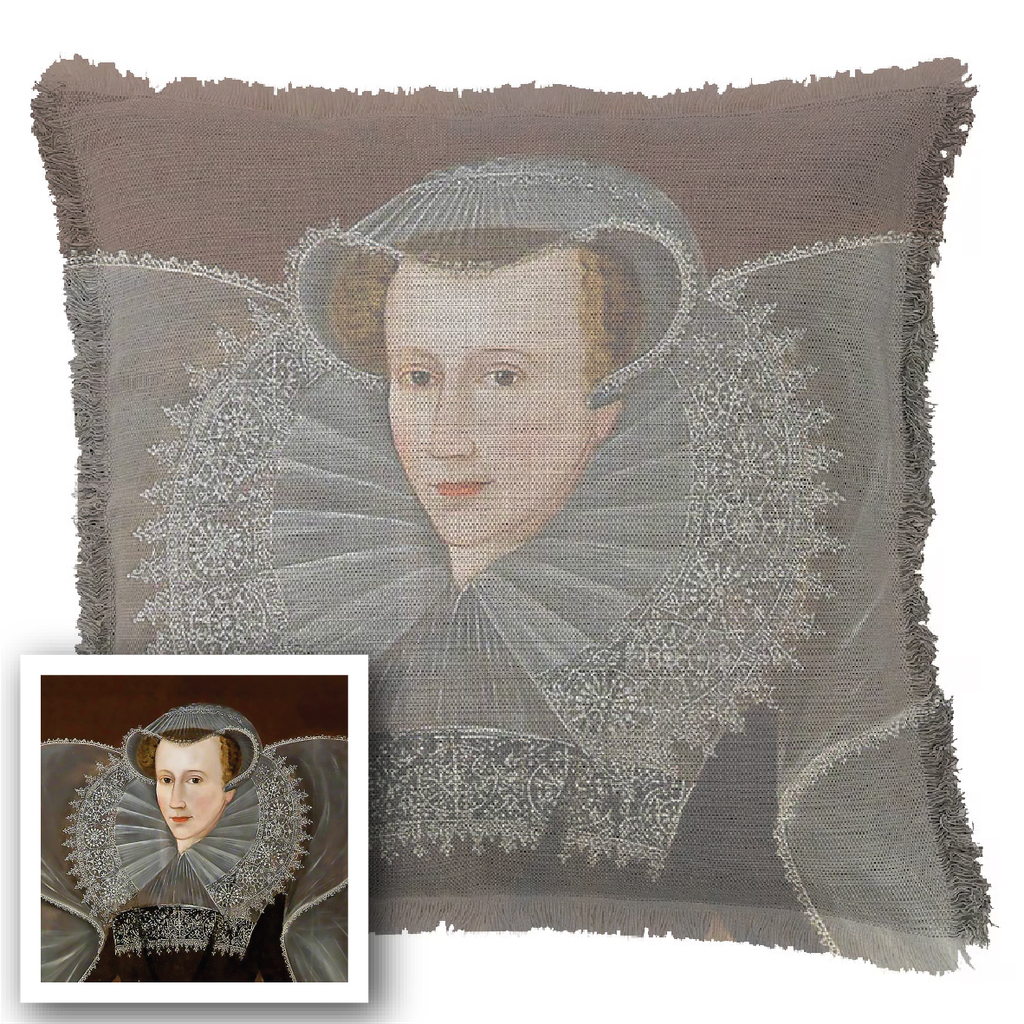 "Elizabeth of York" 50cm x 50cm Fringed Cotton/Poly Cushion Cover