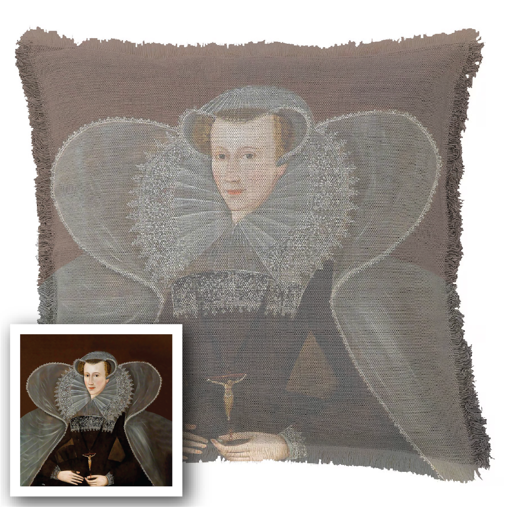 "Elizabeth of York" 50cm x 50cm Fringed Cotton/Poly Cushion Cover