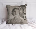 "Princess Elizabeth Detail (Queen Elizabeth II)" 40cm x 40cm Faux Leather Cushion Cover
