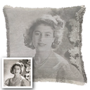 "Elizabeth of York" 50cm x 50cm Fringed Cotton/Poly Cushion Cover