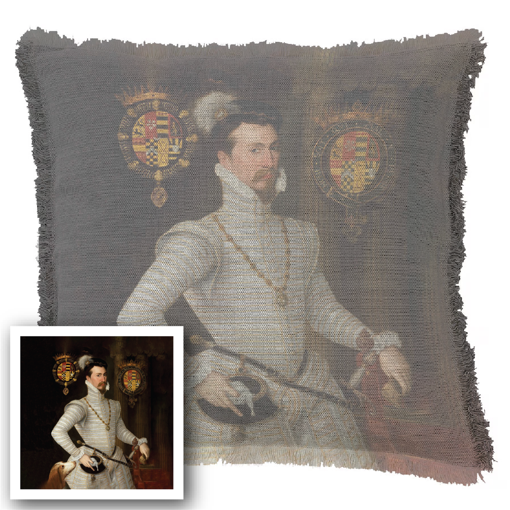 "Elizabeth of York" 50cm x 50cm Fringed Cotton/Poly Cushion Cover