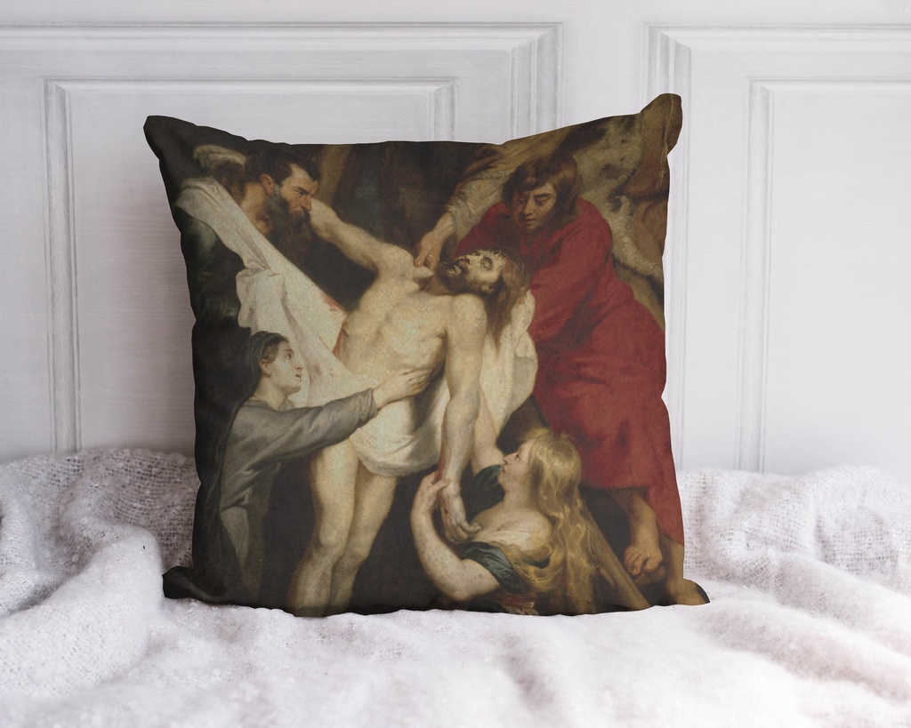 "Rubens, Descente de Croix" 40cm x 40cm Faux Leather Cushion Cover