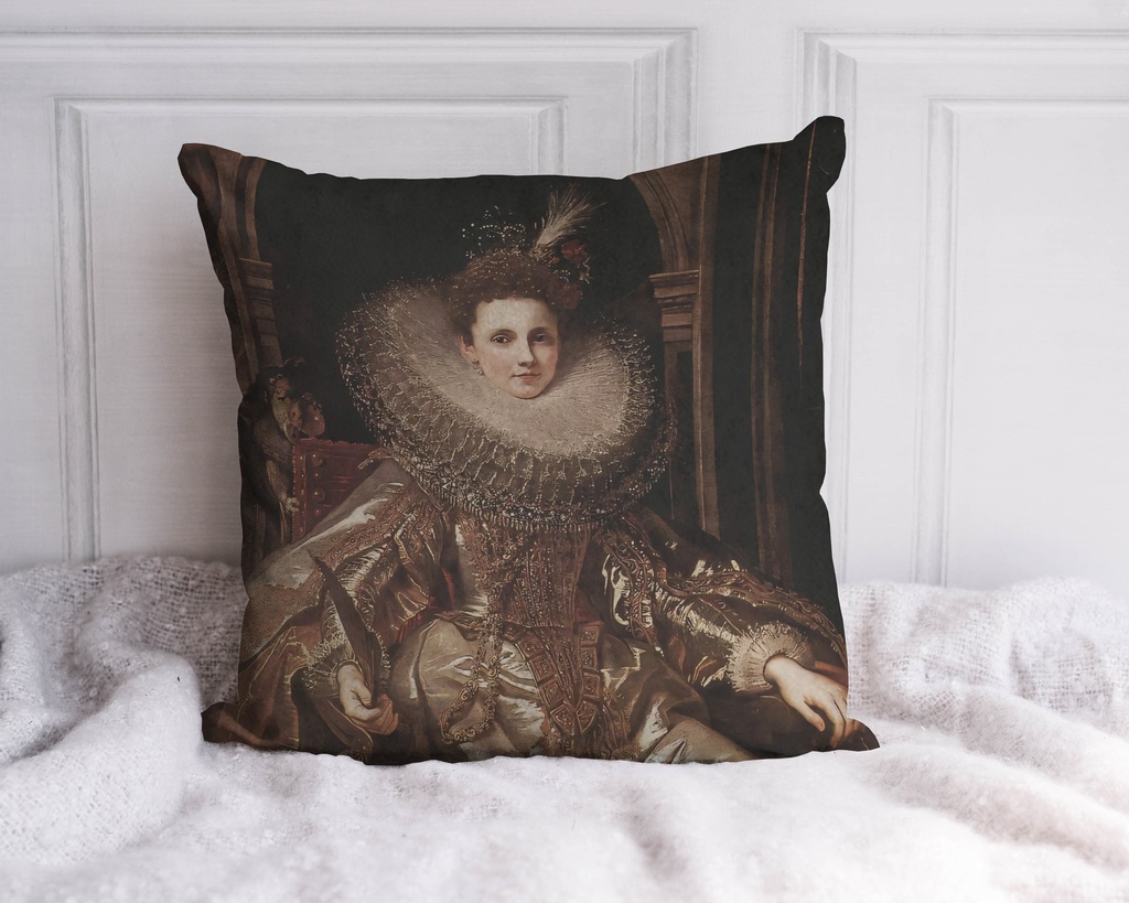 "Rubens, Portrait of Maria Serra Pallavicino" 40cm x 40cm Faux Leather Cushion Cover