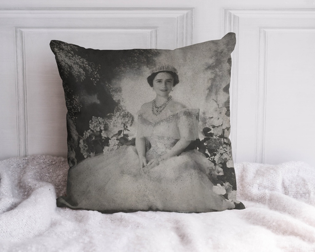 "The Queen Mother" 40cm x 40cm Faux Leather Cushion Cover