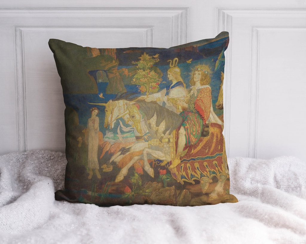 "Tuatha Dé Danann (Left)" 40cm x 40cm Faux Leather Cushion Cover