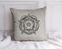 "Tudor Rose Woodcut" 40cm x 40cm Faux Leather Cushion Cover