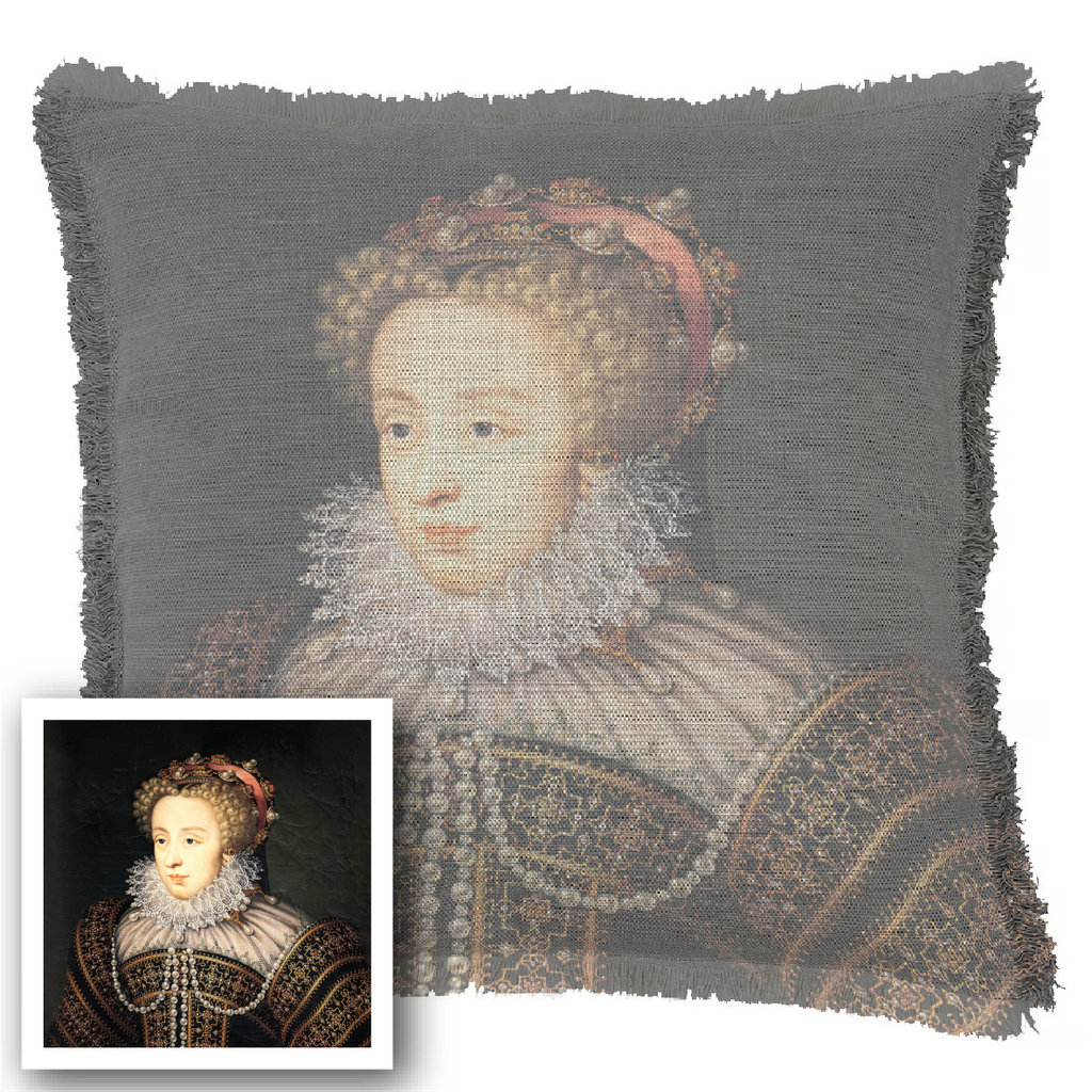 "Agnes Sorel as the Madonna" 50cm x 50cm Fringed Cotton/Poly Cushion Cover