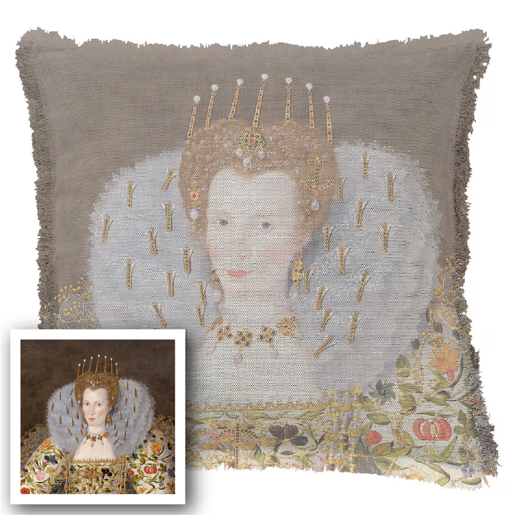 "Agnes Sorel as the Madonna" 50cm x 50cm Fringed Cotton/Poly Cushion Cover