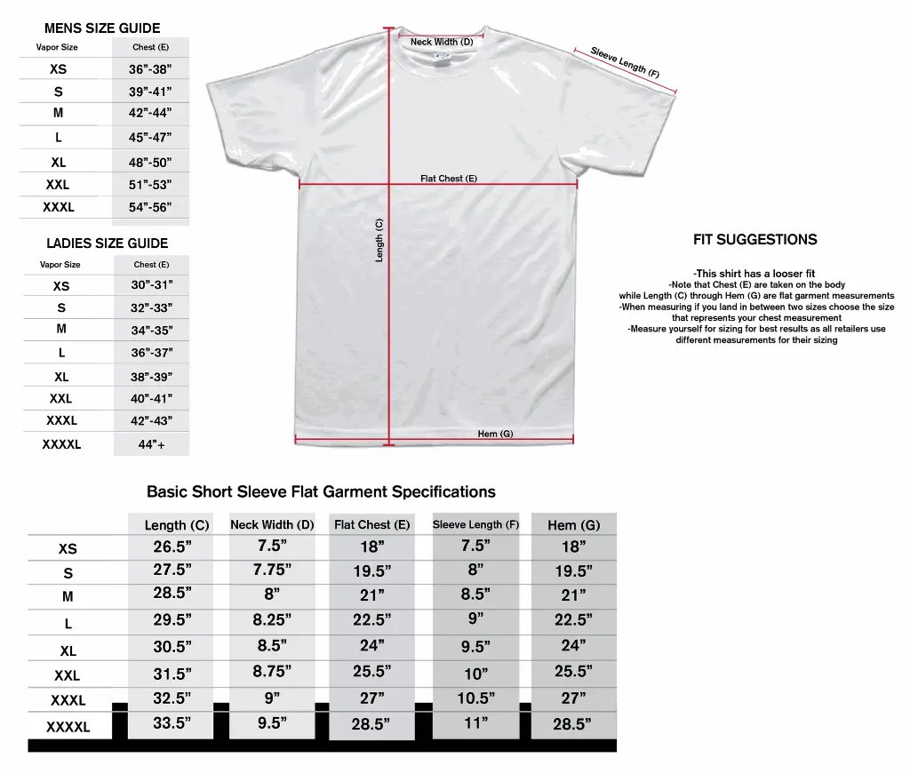 Vapor Basic Unisex Size Chart.webp