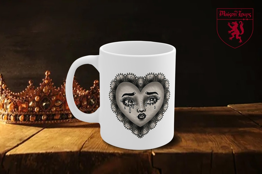 "Doily Faces - Sepia" Mug