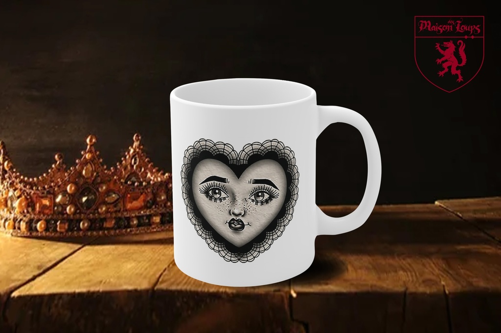 "Doily Faces - Sepia" Mug