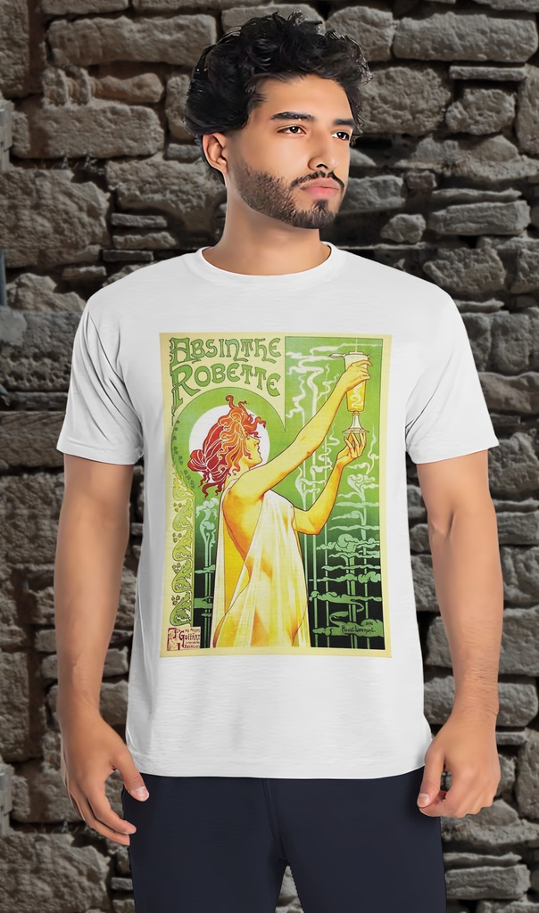 "Absinthe Robette" T-Shirt Unisex (Small, White)
