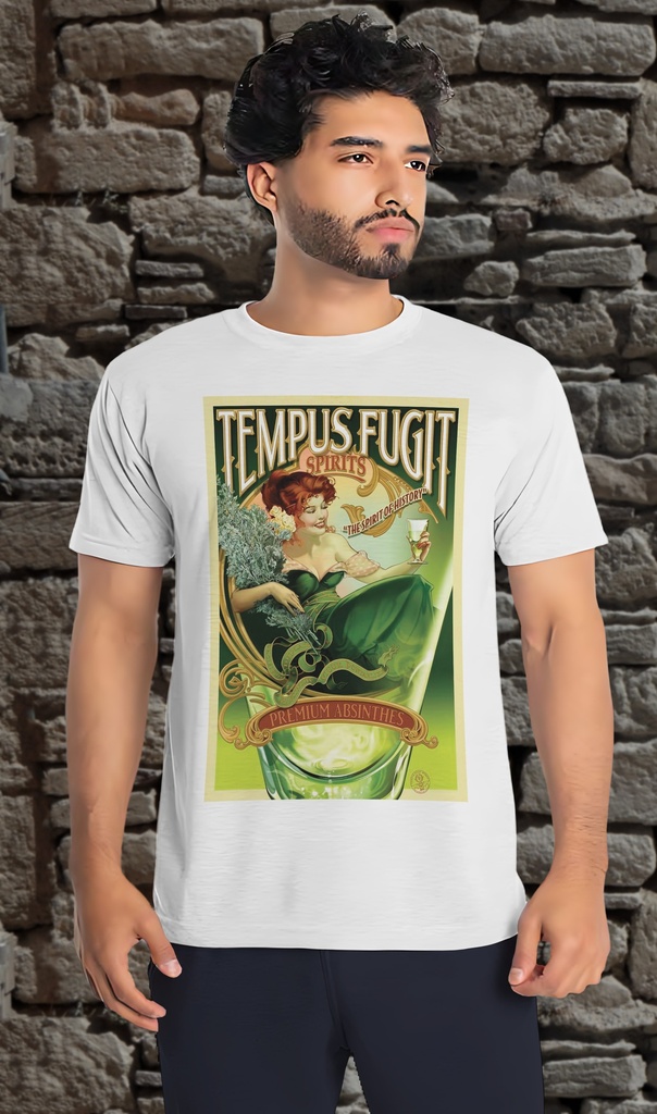 "Absinthe Tempus Fugit" T-Shirt Unisex (Small, White)
