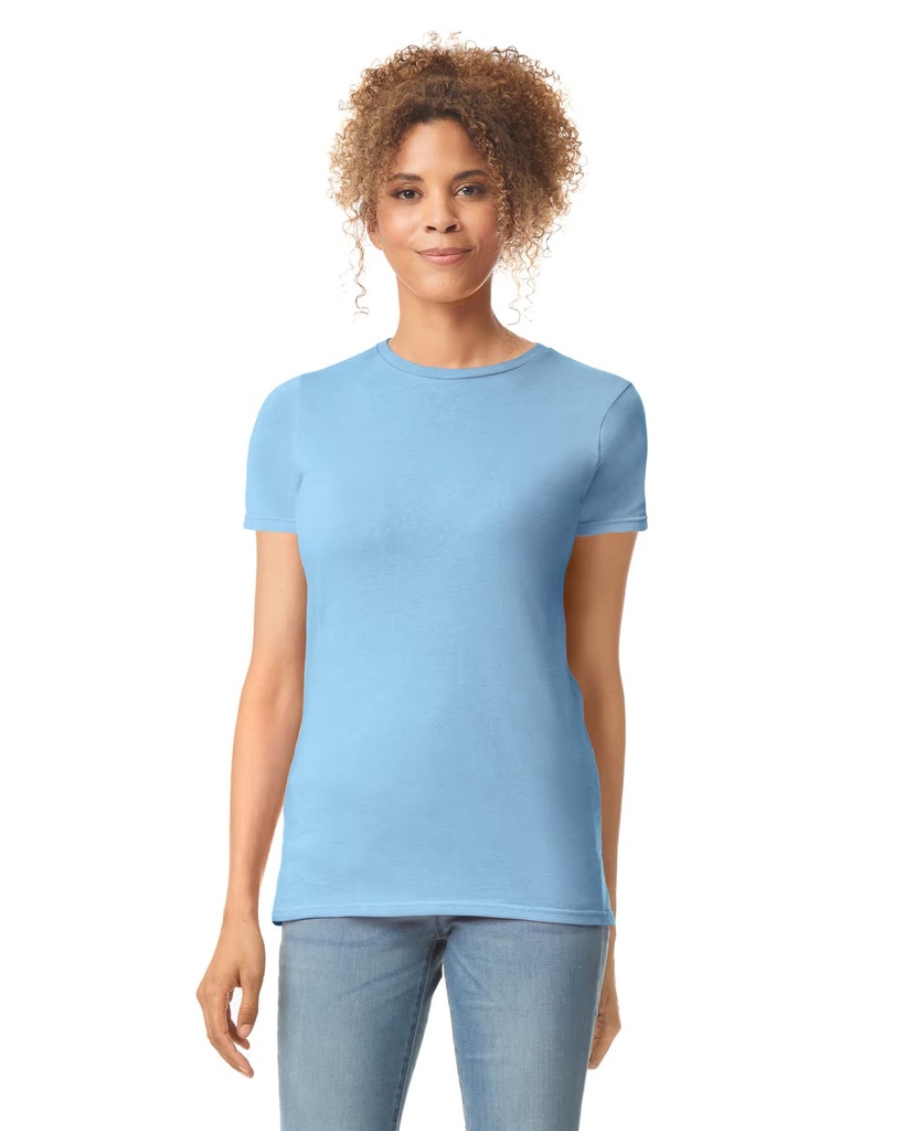 Gildan SoftStyle Cotton Tee - Ladies Round Collar (Small, White)