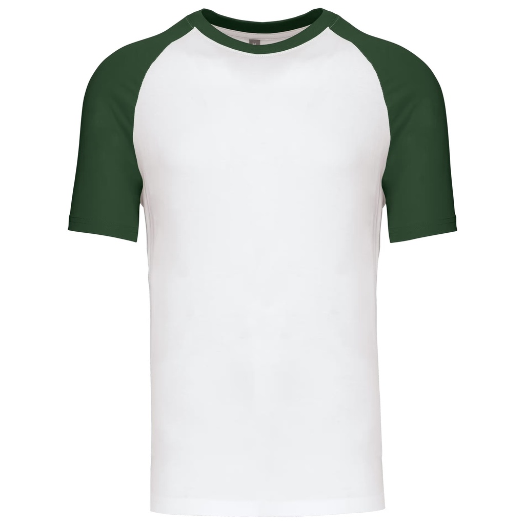 Baseball T-shirt Two-Tone (Small, White / Forest Green)
