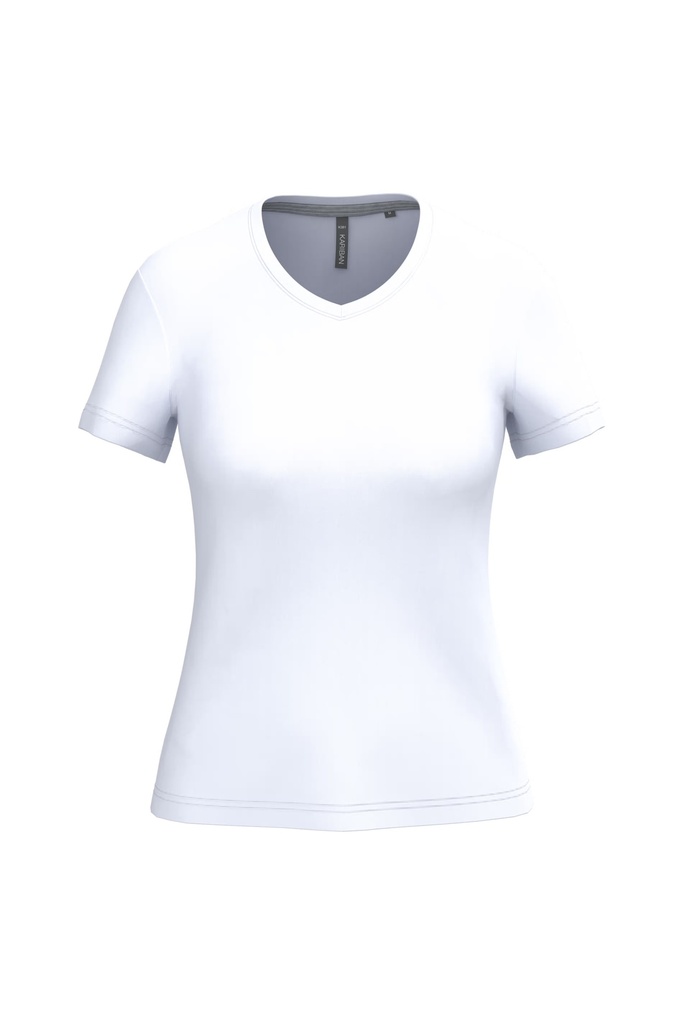 Kariban Cotton Tee - Ladies V-Neck (Small, White)