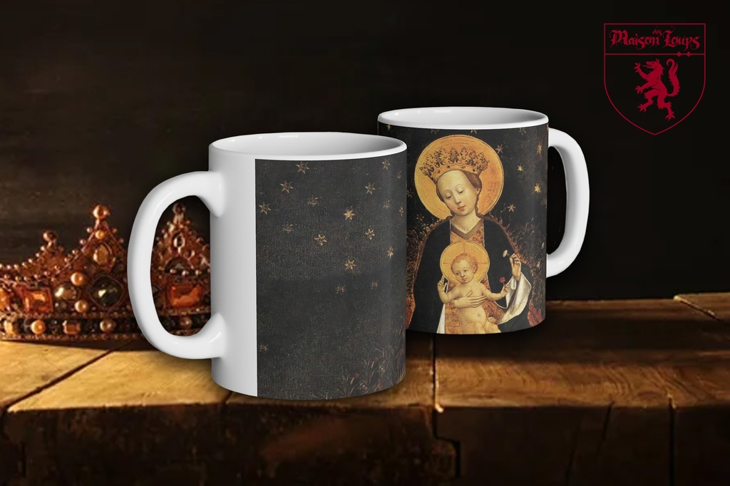 "The Madonna on a Crescent Moon in Hortus Conclusus" Mug (White)