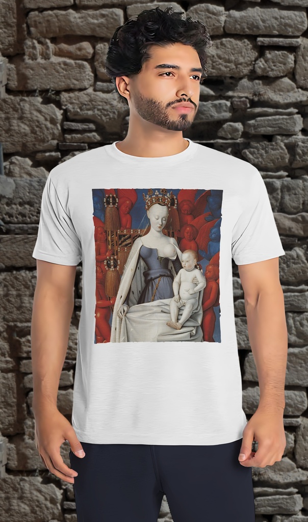 "Agnes Sorel, Virgin and Child" T-Shirt Unisex (Small, White)
