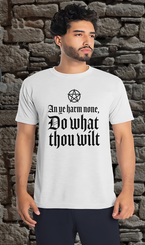 "An Ye Harm None - Aleister Crowley" T-Shirt Unisex (Small, White)