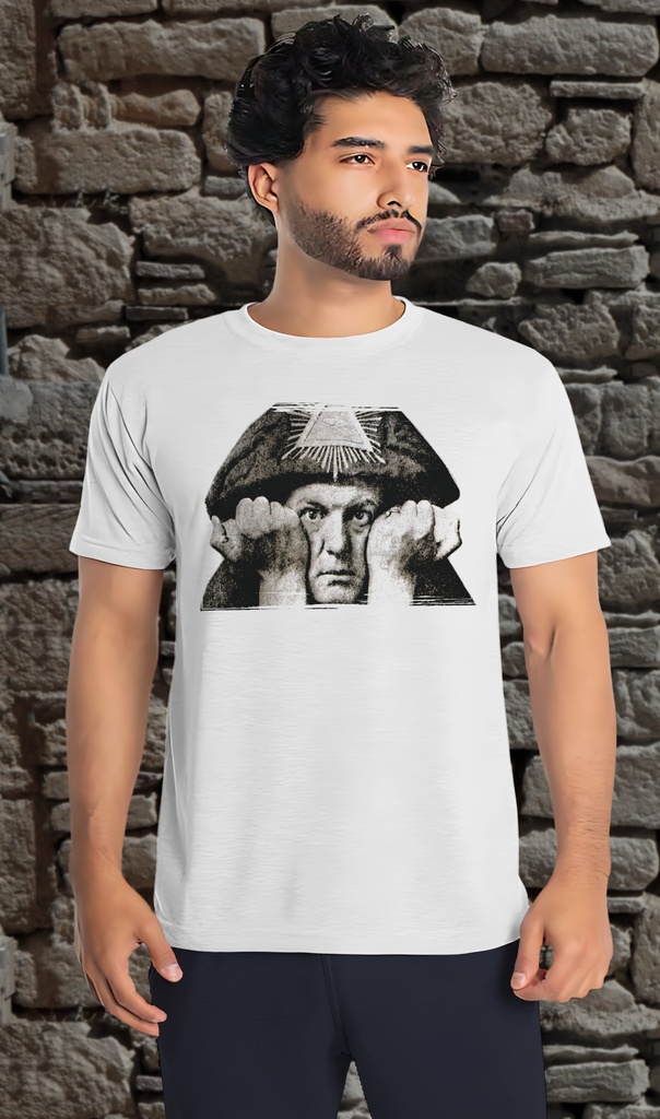 "Aleister Crowley" T-Shirt Unisex (Small, White)