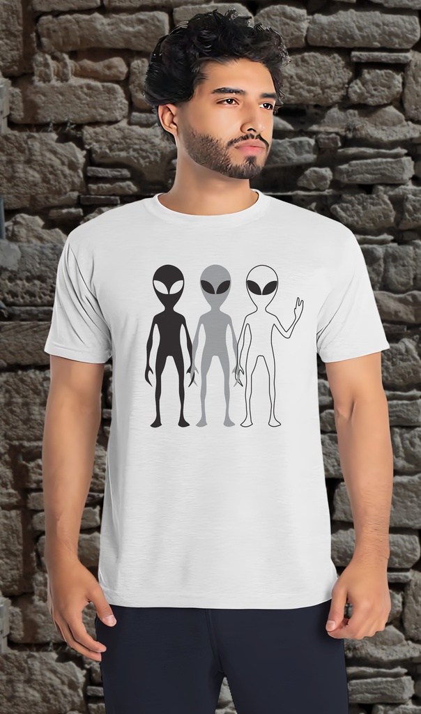 "Alien Family" T-Shirt Unisex (Small, White)