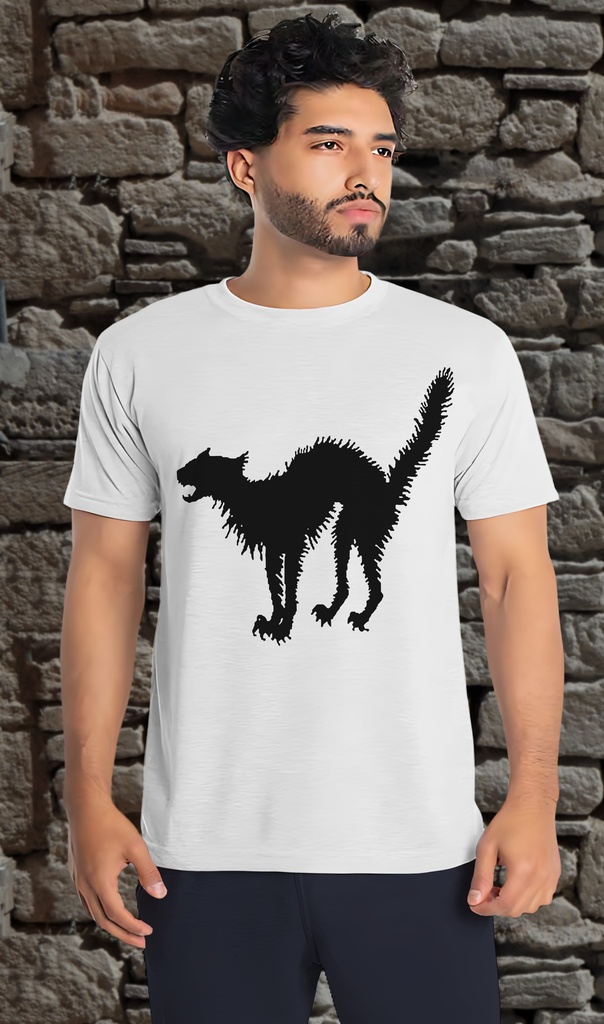 "Scaredy Cat by Arthur Rackham" T-Shirt Unisex (Small, White)