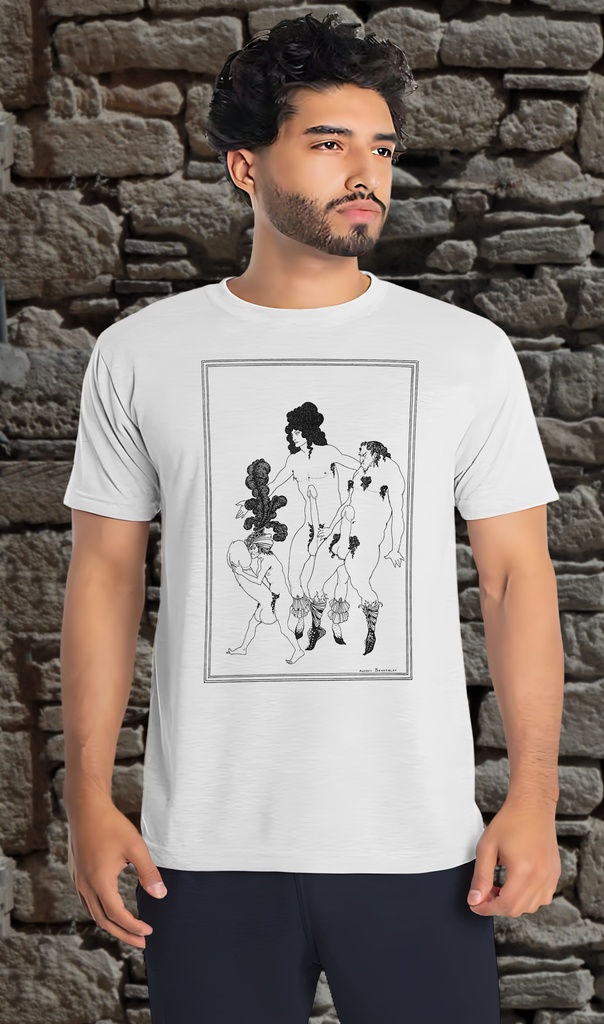 "The Lacedaemonian Ambassadors (1896)" by Aubrey Beardsley T-Shirt Unisex (Small, White)
