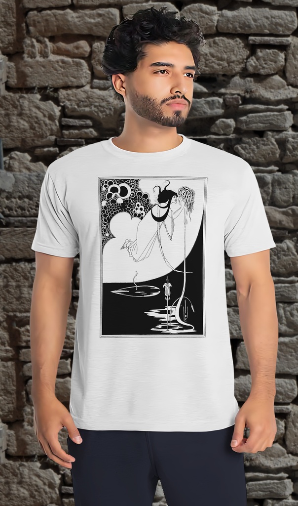 "The Climax (1893)" by Aubrey Beardsley T-Shirt Unisex (Small, White)