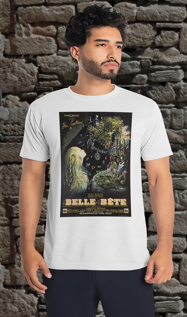 "Belle et Bête Poster" T-Shirt Unisex (Small, White)