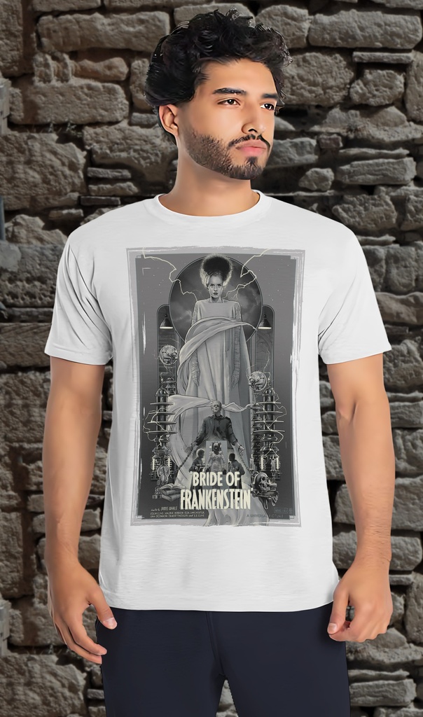 "Bride of Frankenstein - Poster" T-Shirt Unisex (Small, White)