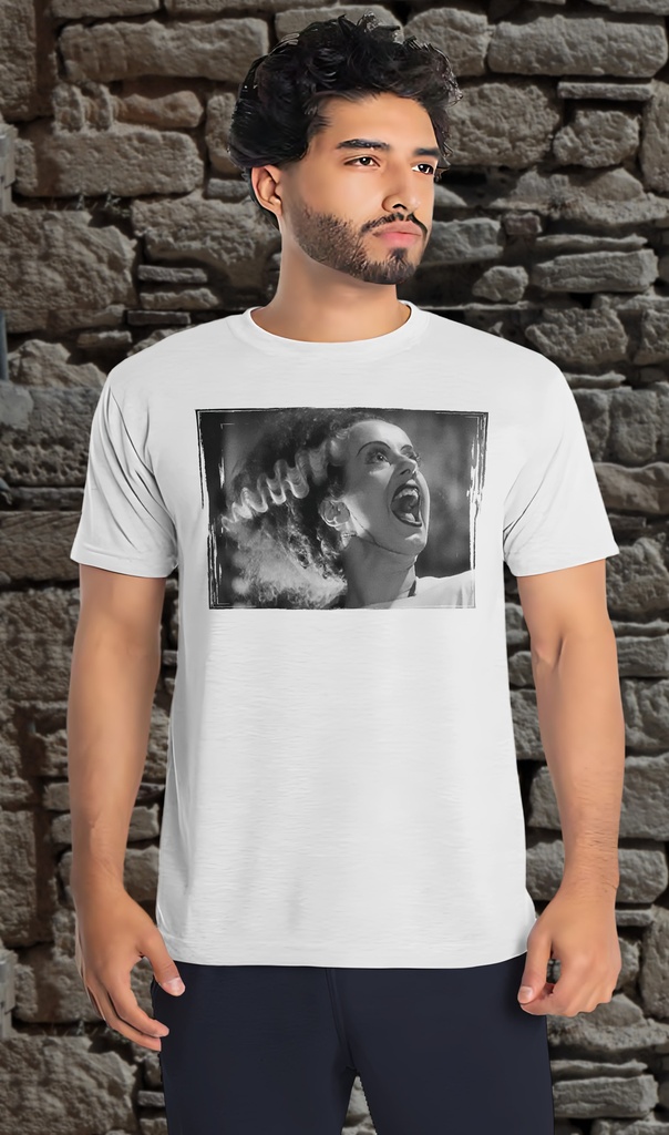 "Bride of Frankenstein - Scream" T-Shirt Unisex (Small, White)