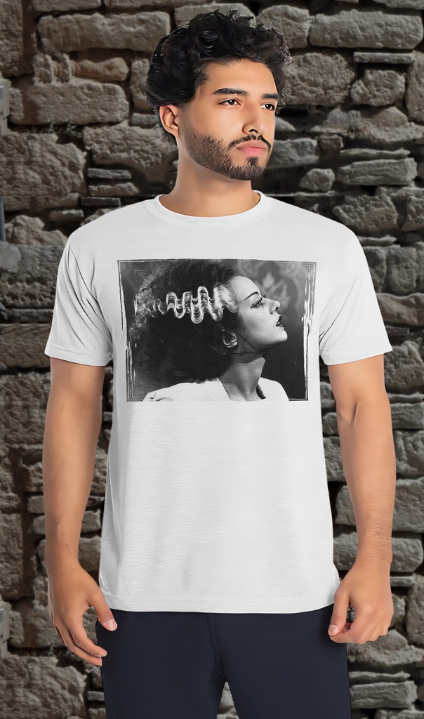 "Bride of Frankenstein" T-Shirt Unisex (Small, White)