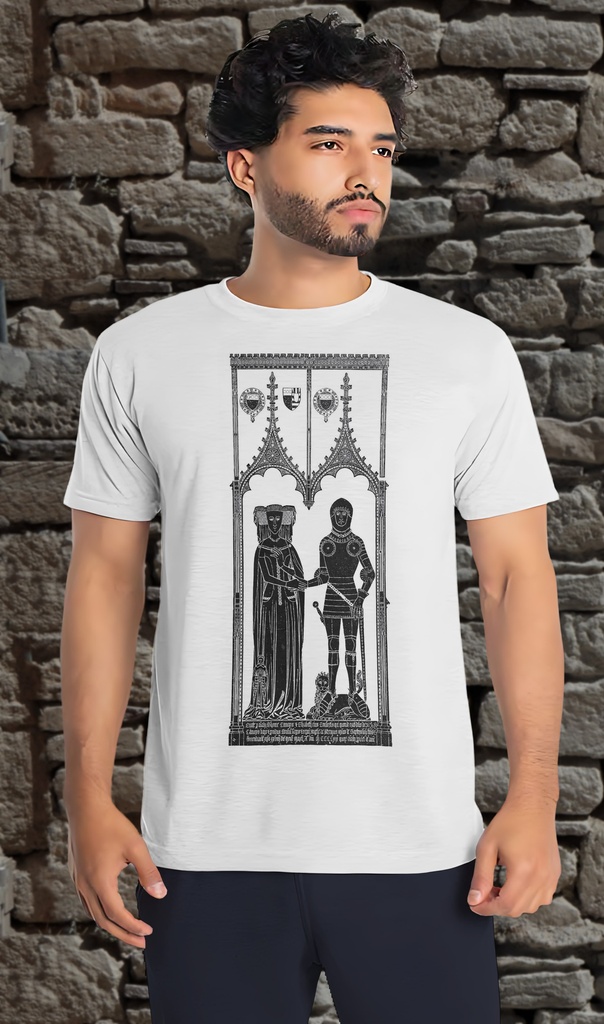 "Brass Rubbing - Camoys Connoisseur" T-Shirt Unisex (Small, White)