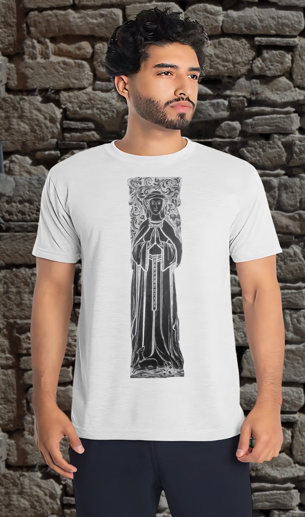 "Brass Rubbing - Unknown Lady" T-Shirt Unisex (Small, White)