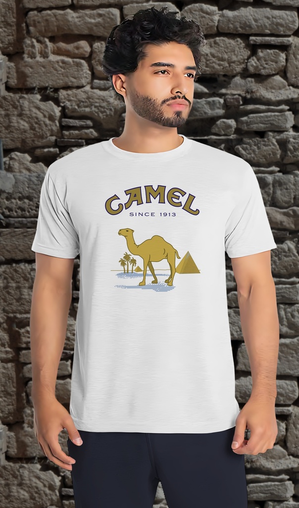 "Camel Light Cigarettes" T-Shirt Unisex (Small, White)