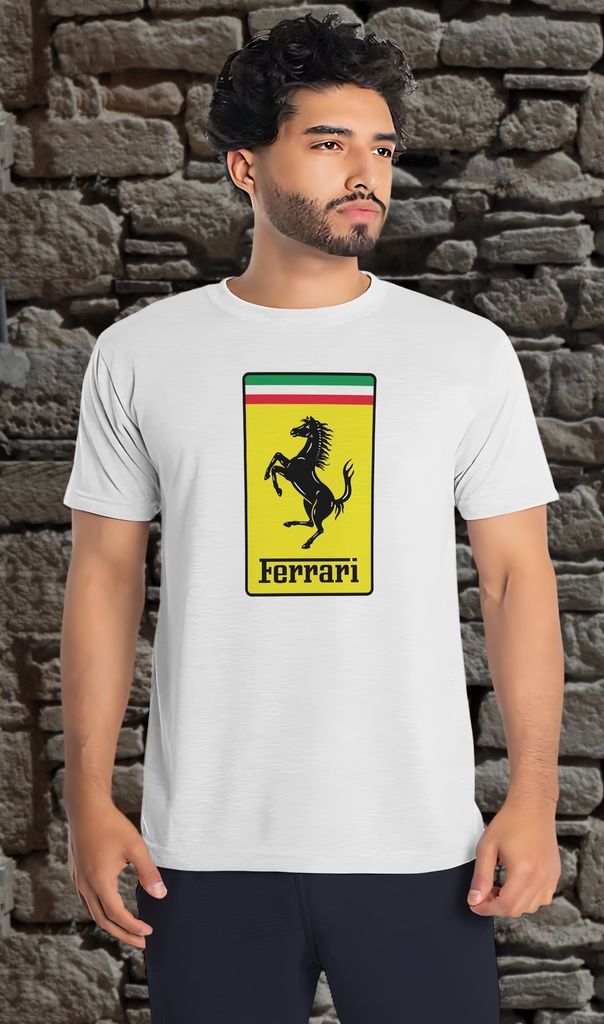 "Ferrari" T-Shirt Unisex (Small, White)