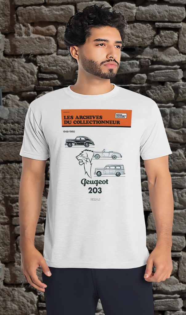 "RTA Peugeot 203 1948 - 1960" Unisex T-Shirt (Small, White)