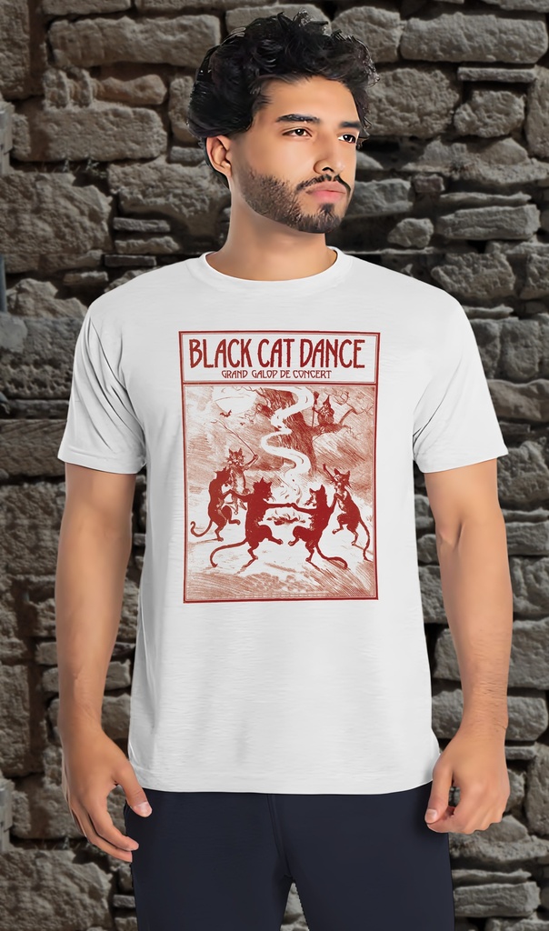 "Back Cat Dance - Red" T-Shirt Unisex (Small, White)