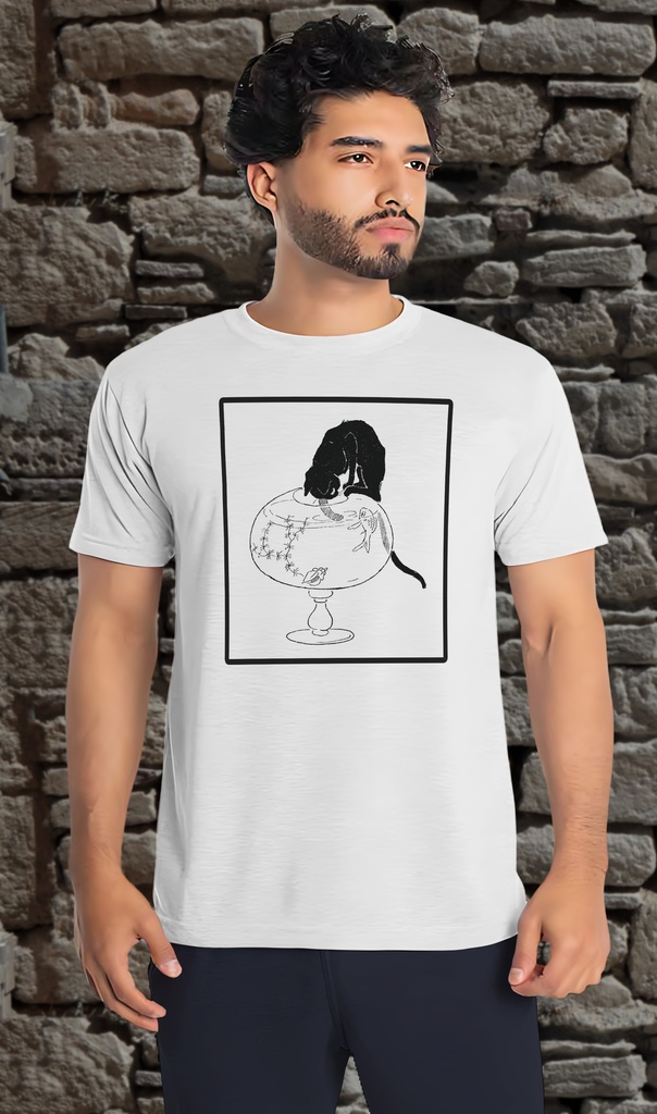 "Cat Fishing" T-Shirt Unisex (Small, White)
