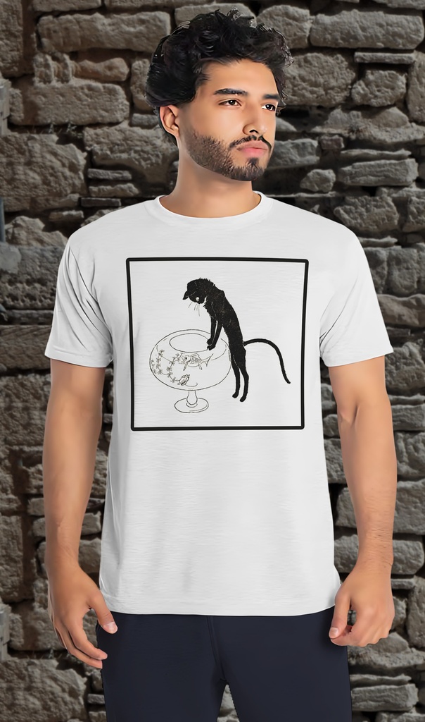 "Cat Temptation" T-Shirt Unisex (Small, White)