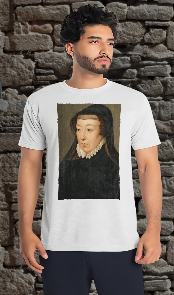 "Catherine de' Medici" by Workshop of François Clouet T-Shirt Unisex (Small, White)