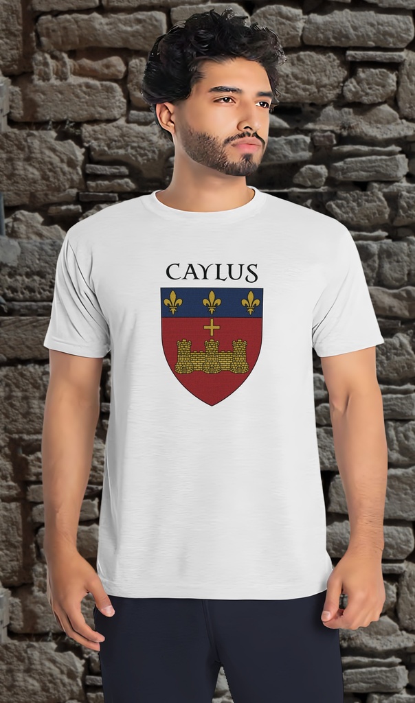 "Blason - Caylus" - Unisex T-Shirt (Small, White)