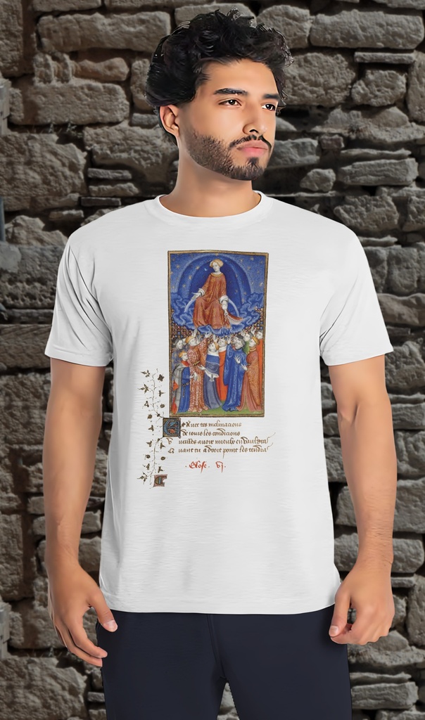 "Pizan Book of Hours Extract - Giving Wine" T-Shirt Unisex (Small, White)