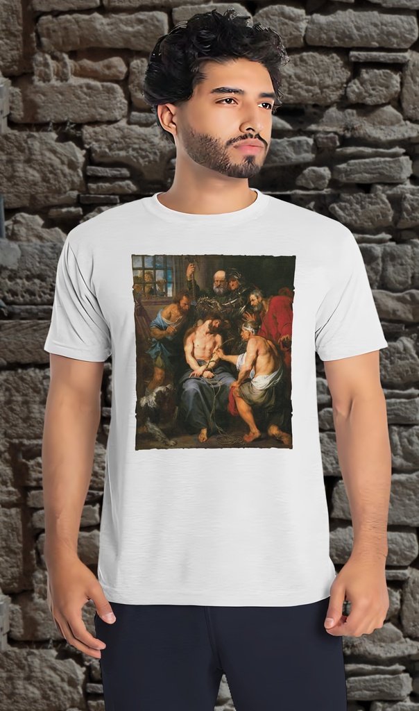 "Christ and the Crowning of Thorns" Unisex T-Shirt (Small, White)